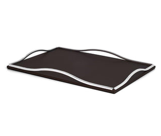 calf leather tray pinetti modern design luxury metal handles chrome gold close-up