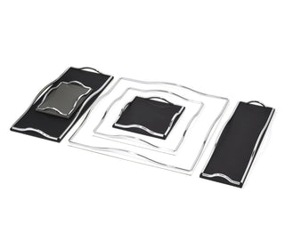 calf leather tray pinetti modern design luxury metal handles chrome gold side view