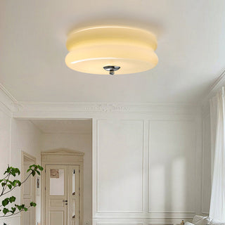 Art Deco jade glass ceiling lamp, cream cake LED design