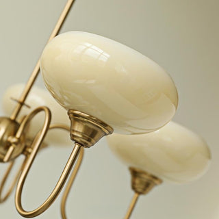 Vintage mid century persimmon chandelier creamy glass pendant