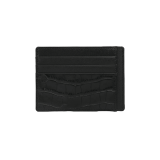 black leather card holder haven slim rfid blocking crocodile pattern wallet front view