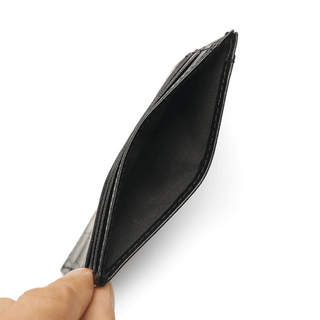 black leather card holder haven slim rfid blocking crocodile pattern wallet close-up