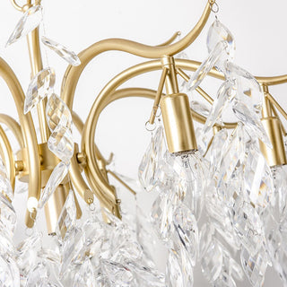 Gold crystal chandelier wide — large tiered modern dining ceiling