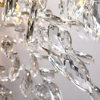 Gold crystal dining chandelier — large tiered modern ceiling warm