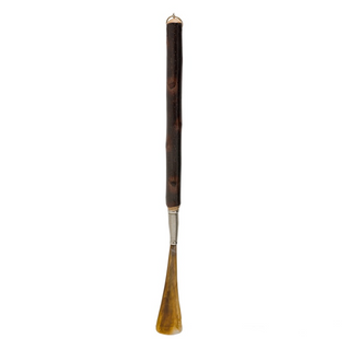 chestnut wood long handle handcrafted Italian luxury shoehorn side view