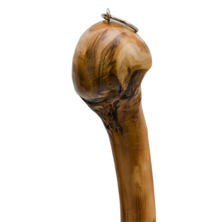 chestnut wood handmade long handle Italian luxury shoehorn close-up