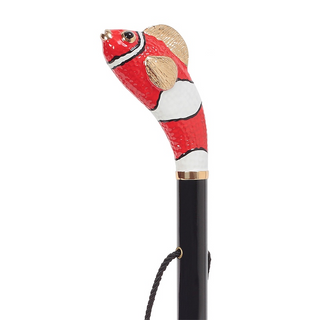 enameled brass red fish handle long handle handmade Italian luxury shoehorn handle detail