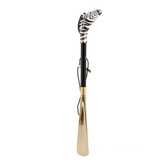 brass zebra handle long handle handmade Italian luxury shoehorn side view