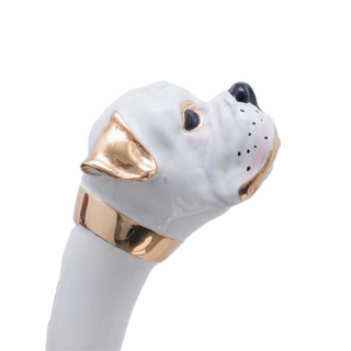 enameled white boxer handle long handle handmade Italian luxury shoehorn handle detail