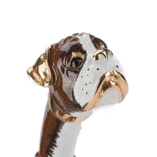 brass boxer dog handle long handle handmade Italian luxury shoehorn close-up