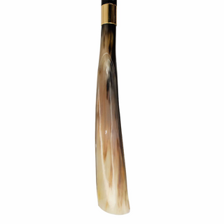 brass hippopotamus handle wooden shaft long handle handmade Italian luxury shoehorn detail