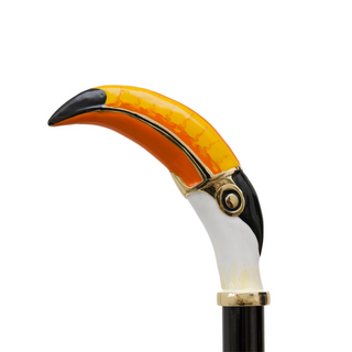 enameled brass toucan handle long handle handmade Italian luxury shoehorn handle detail