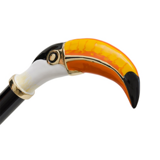 enameled brass toucan handle long handle handmade Italian luxury shoehorn close-up