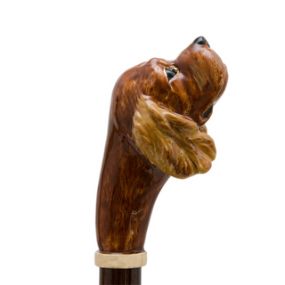 enameled brass cocker spaniel handle long handle handmade Italian luxury shoehorn close-up