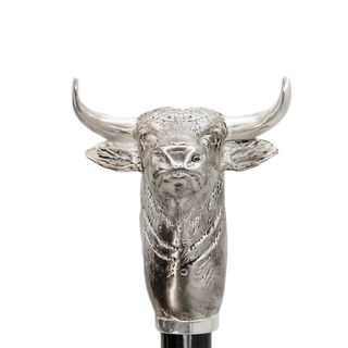brass bull head handle long handle handmade Italian luxury shoehorn close-up