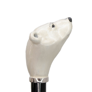 enameled brass polar bear handle long handle handmade Italian luxury shoehorn handle detail