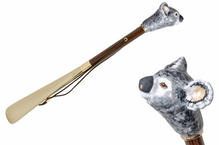 brass koala handle long handle handmade Italian luxury shoehorn front view