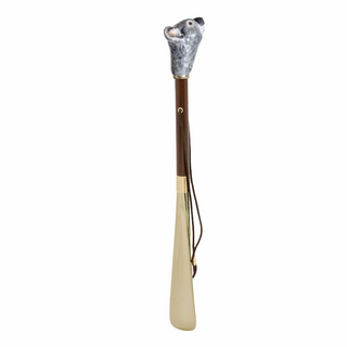 brass koala handle long handle handmade Italian luxury shoehorn side view