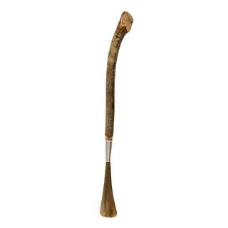 elm wood long handle handcrafted Italian luxury shoehorn side view