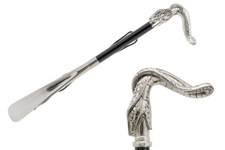 enameled snake handle long handle handmade Italian luxury shoehorn front view