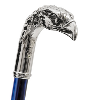 silver eagle blue metal handle long handle handmade Italian luxury shoehorn close-up