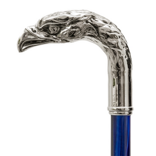 silver eagle blue metal handle long handle handmade Italian luxury shoehorn handle detail
