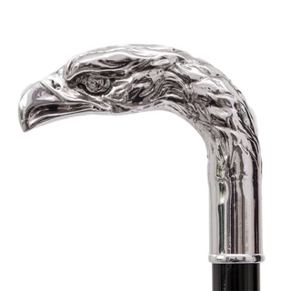silver eagle handle wooden shaft long handle handmade Italian luxury shoehorn close-up