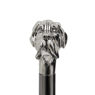 silver labrador natural wood handle long handle handmade Italian luxury shoehorn handle detail