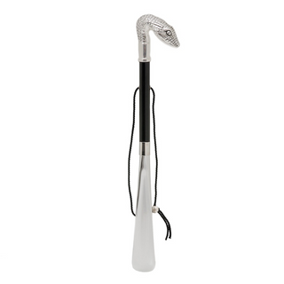 enameled snake head handle wood shaft gift box long handle handmade Italian luxury shoehorn side view