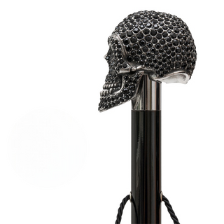 Swarovski crystal skull design long handle handmade Italian luxury shoehorn handle detail
