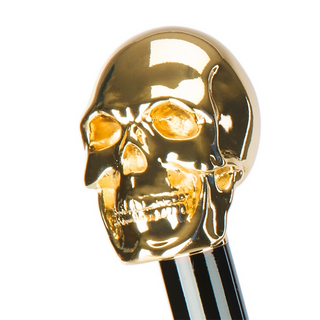 gilt resin skull handle long handle handmade Italian luxury shoehorn close-up