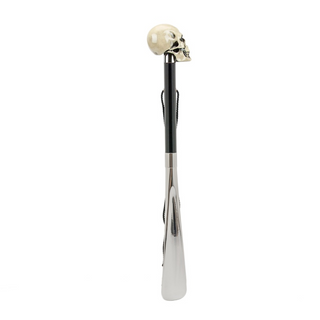 enameled resin bone skull handle long handle handmade Italian luxury shoehorn side view
