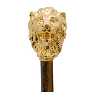 gold lion motif brass handle long handle handmade Italian luxury shoehorn detail