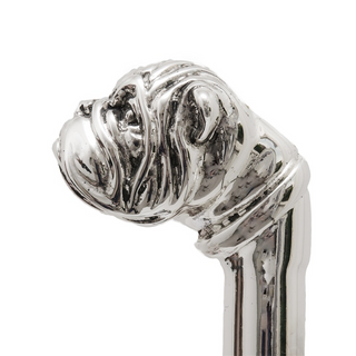 silver bulldog handle long handle handmade Italian luxury shoehorn handle detail