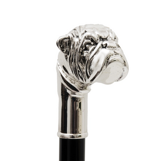 silver bulldog handle long handle handmade Italian luxury shoehorn close-up