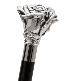 silver rose wooden shaft long handle handmade Italian luxury shoehorn close-up