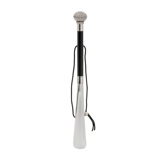 Swarovski crystal wood handle ABS end long handle handmade Italian luxury shoehorn side view