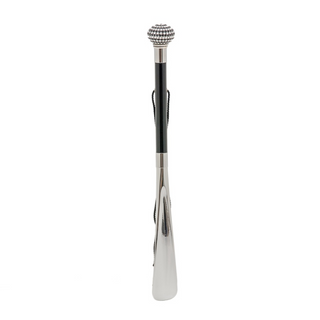 Swarovski crystal wooden shaft long handle handmade Italian luxury shoehorn side view