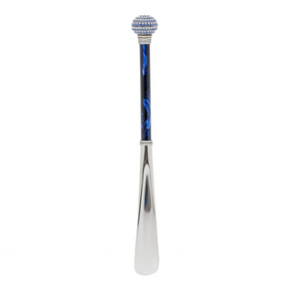 Swarovski crystal bicolor handle long handle handmade Italian luxury shoehorn side view