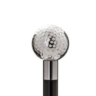silver golf ball design wood shaft gift box long handle handmade Italian luxury shoehorn handle detail