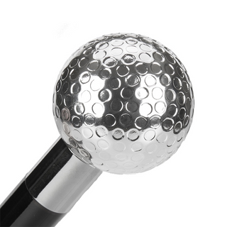 silver golf ball design wood shaft gift box long handle handmade Italian luxury shoehorn close-up