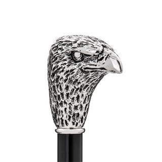 silver-plated eagle handle wood shaft long handle handmade Italian luxury shoehorn close-up