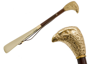 gilt resin eagle handle long handle handmade Italian luxury shoehorn front view