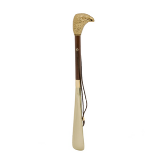 gilt resin eagle handle long handle handmade Italian luxury shoehorn side view