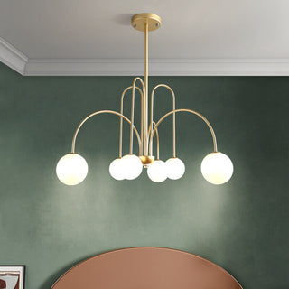 Large adjustable Art Deco chandelier glass ball ceiling light