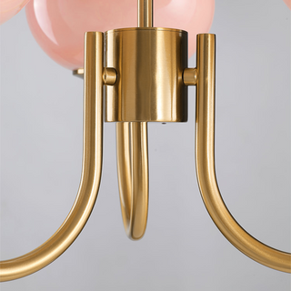 Modern pink glass chandelier bubble interior fixture view