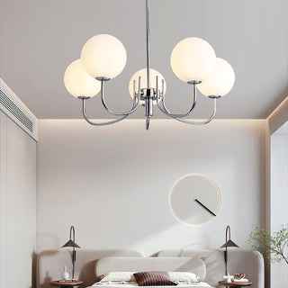 Modern pink glass bubble chandelier interior pendant detail