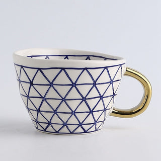 hand painted ceramic mugs luxury porcelain drinkware gold handle 350ml cup packaging view