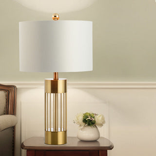Luxury golden vault table lamp side — warm ambient light