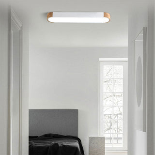 Wood and metal minimalist ceiling fixture, modern hallway light